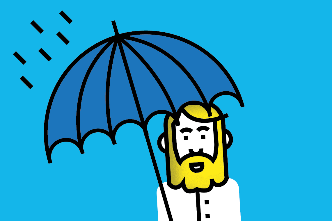 visuel illustrant un homme sous un parapluie