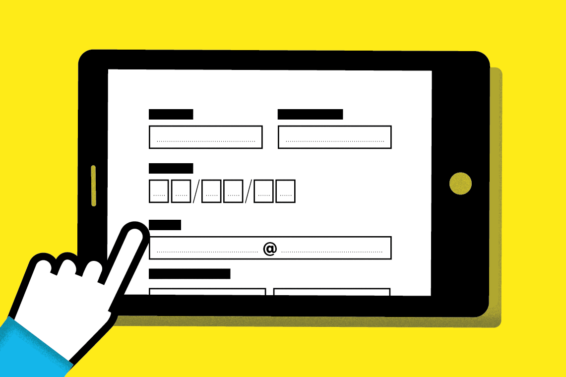 Visuel illustrant une main et une tablette