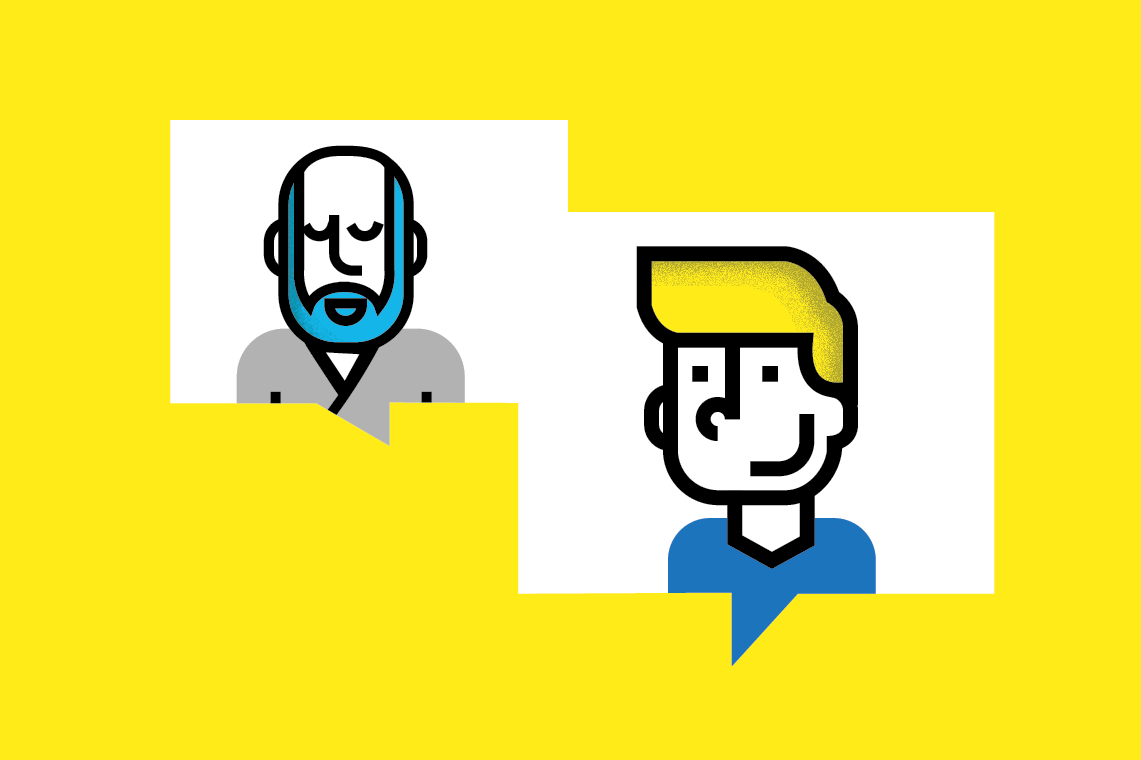 visuel illustrant un entretien entre deux personnes