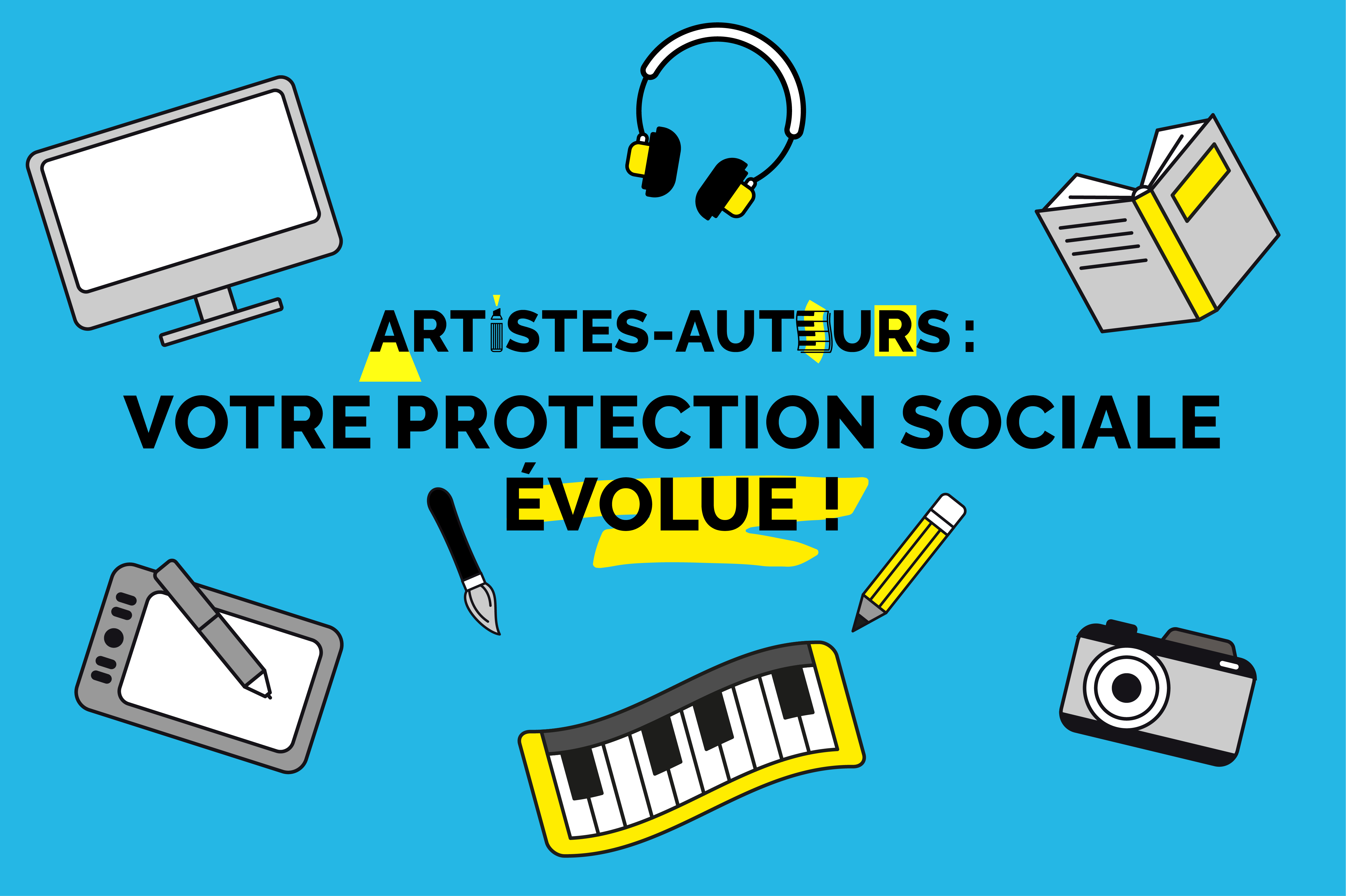 visuel illustrant des outils d'artistes auteurs