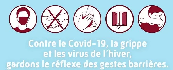Visuel expliquant les gestes barrières à respecter