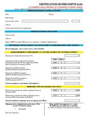 Certification de précompte 2026