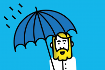 visuel illustrant un homme sous un parapluie