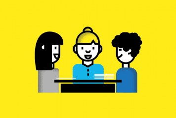 Visuel illustrant trois personnes autour d'une table