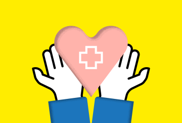 visuel illustrant un coeur avec une croix dans des mains