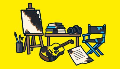 Atelier d'un artiste-auteur partiellement incendié