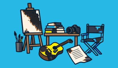 Atelier d'un artiste-auteur incendié 